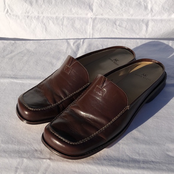 Anne Klein Brown Leather Slides/Mules - Chocolate, Kathy AK - Picture 13 of 14